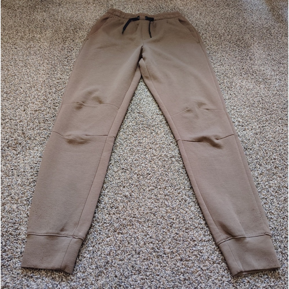 Layer 8 Qwick Dry Tech Fleece Joggers Brown Tapered Sweatpants Mens Small 28-30